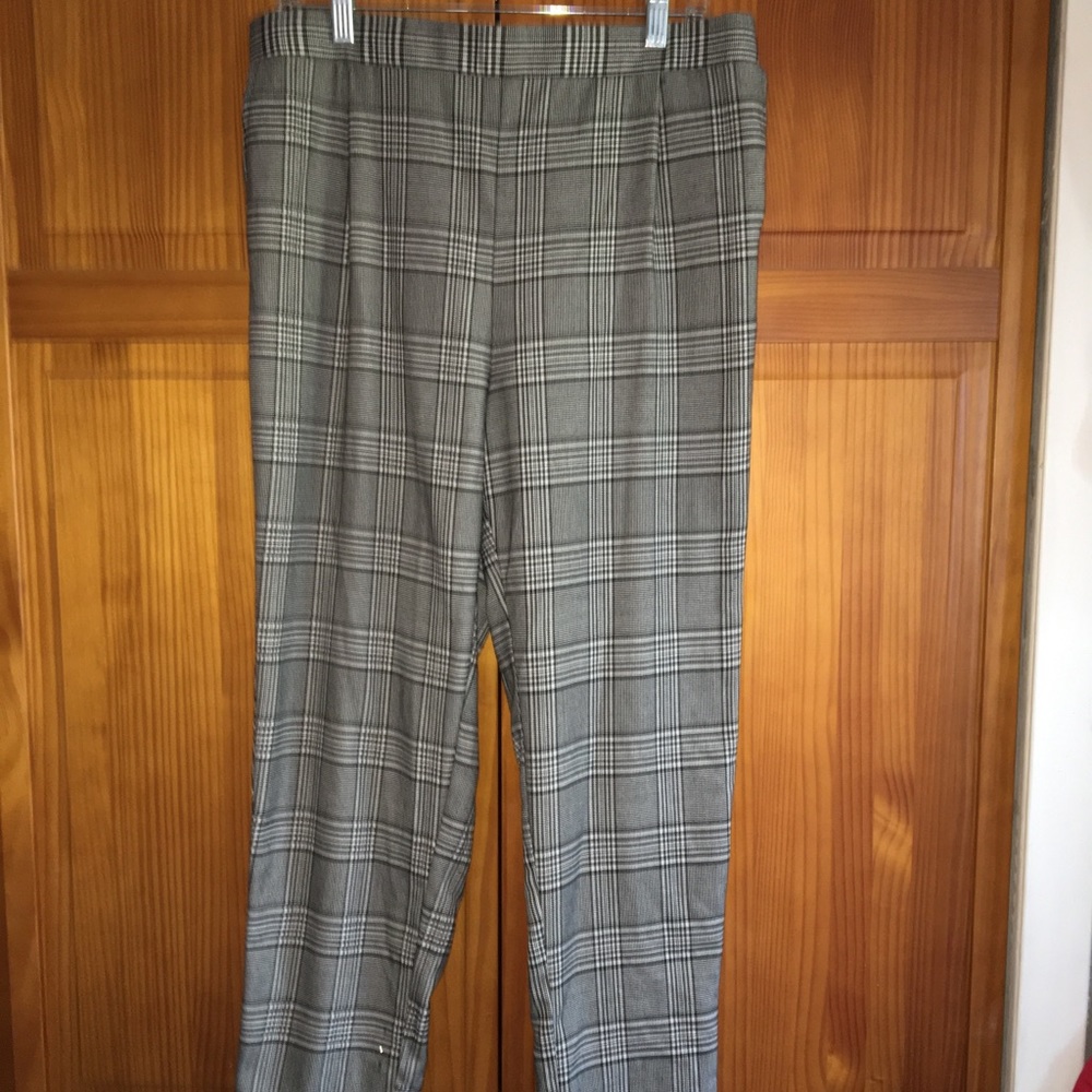Plaid stretchy trousers